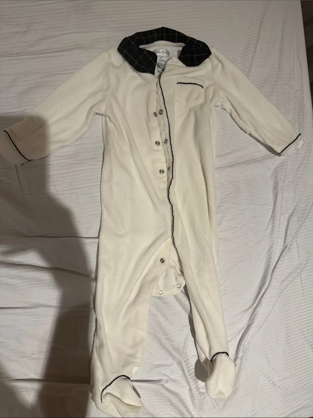 Ralph Lauren Navy and White Footed Baby One-Piece Rompers (Set of 3)